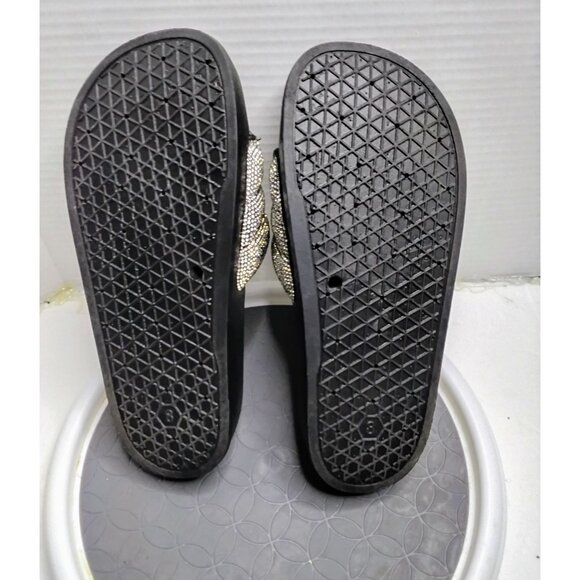 Madden Girl Black Rhinestone Embellished Slide Sandals For Women Size 8 - Picture 6 of 6